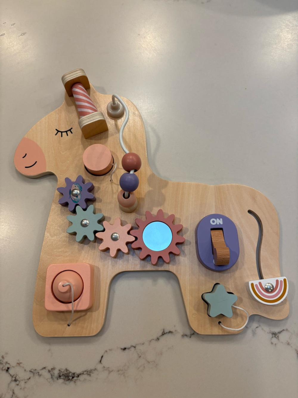 Unicorn Wooden Busy Board for Toddlers Montessori